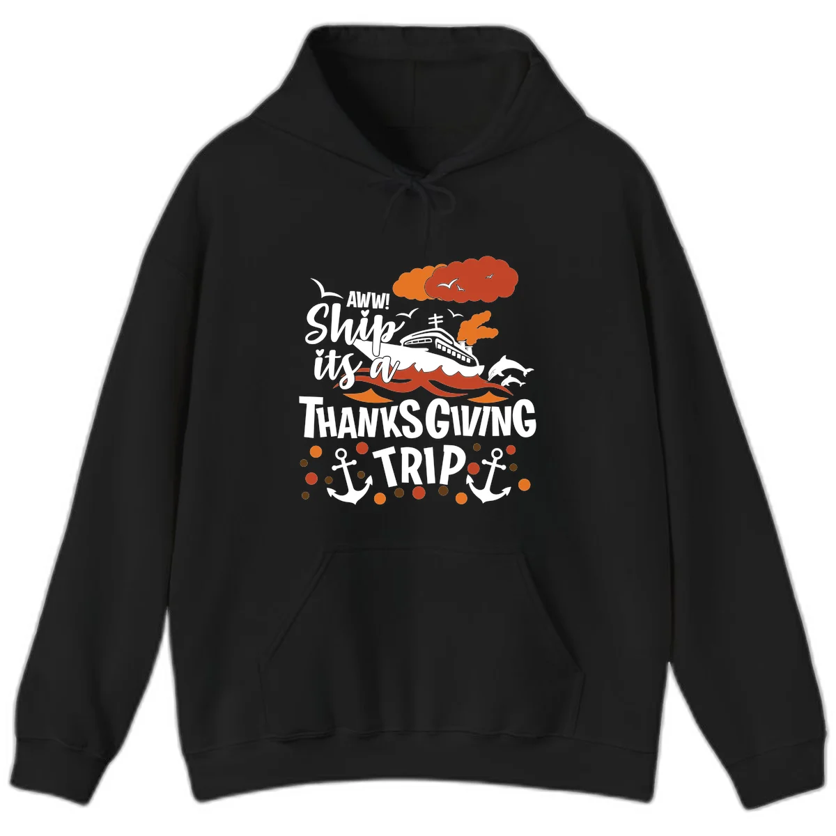 Aww Ship It's A Thanksgiving Trip Hoodie in Black
