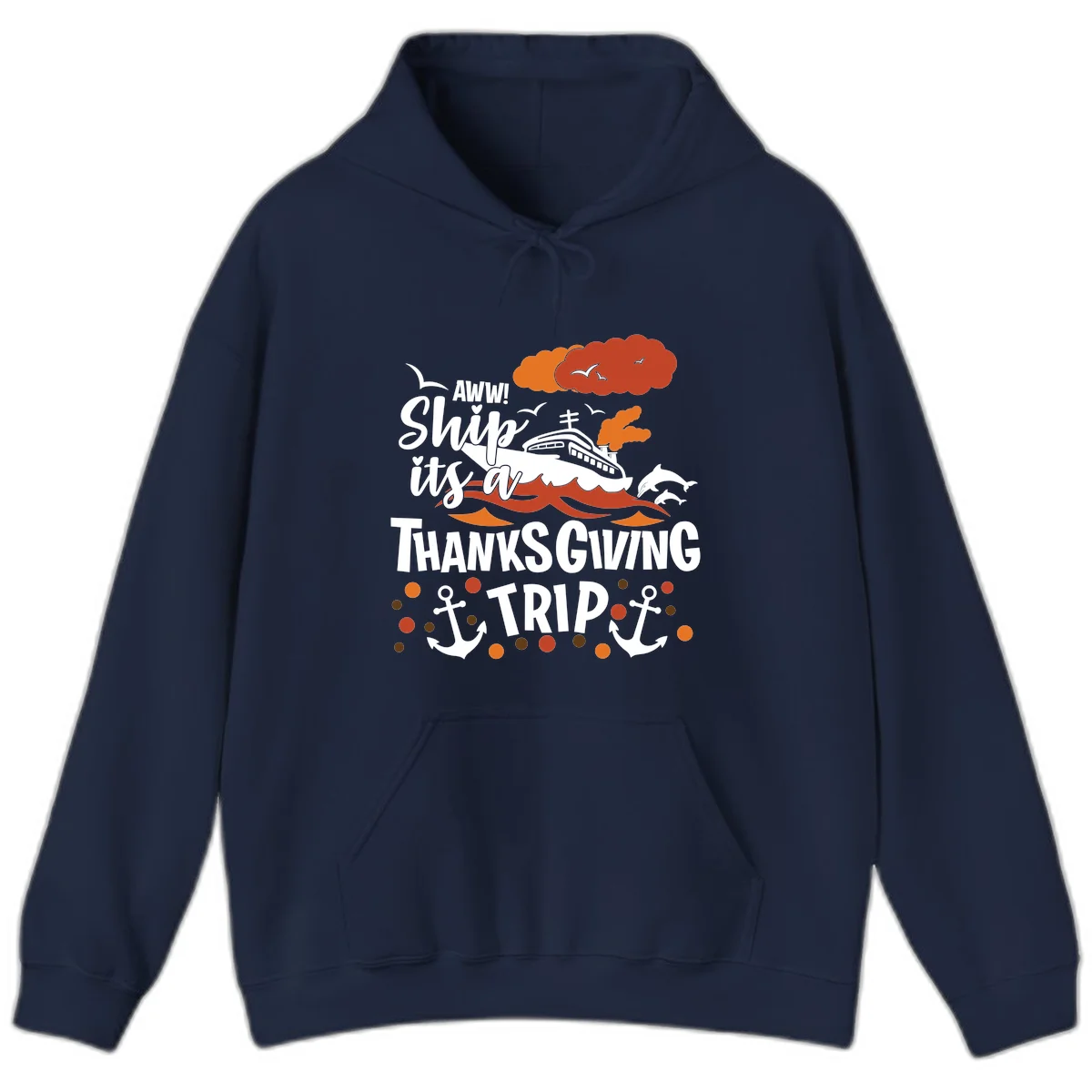 Aww Ship It's A Thanksgiving Trip Hoodie in Navy