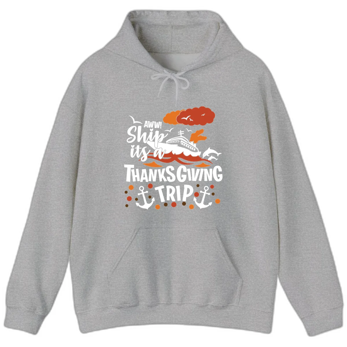 Aww Ship It's A Thanksgiving Trip Hoodie in Sport Grey