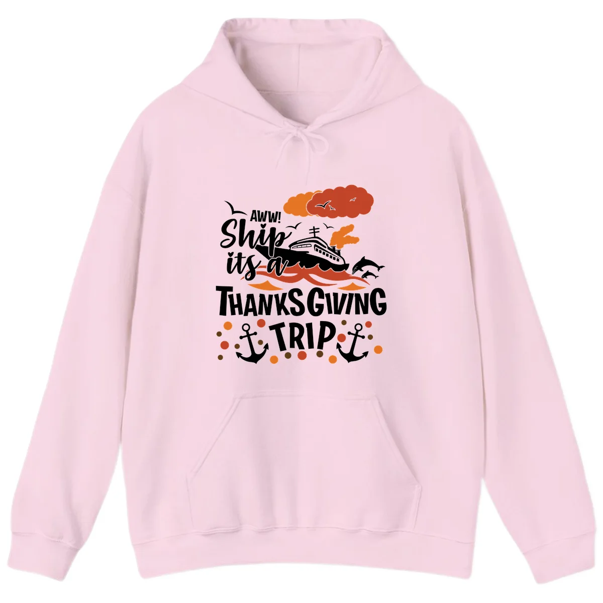 Aww Ship It's A Thanksgiving Trip Hoodie in Light Pink