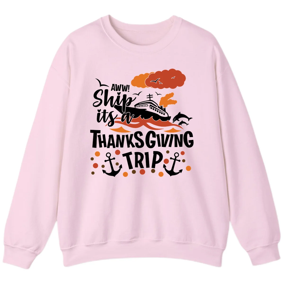 Aww Ship It's A Thanksgiving Trip Sweatshirt in Light Pink