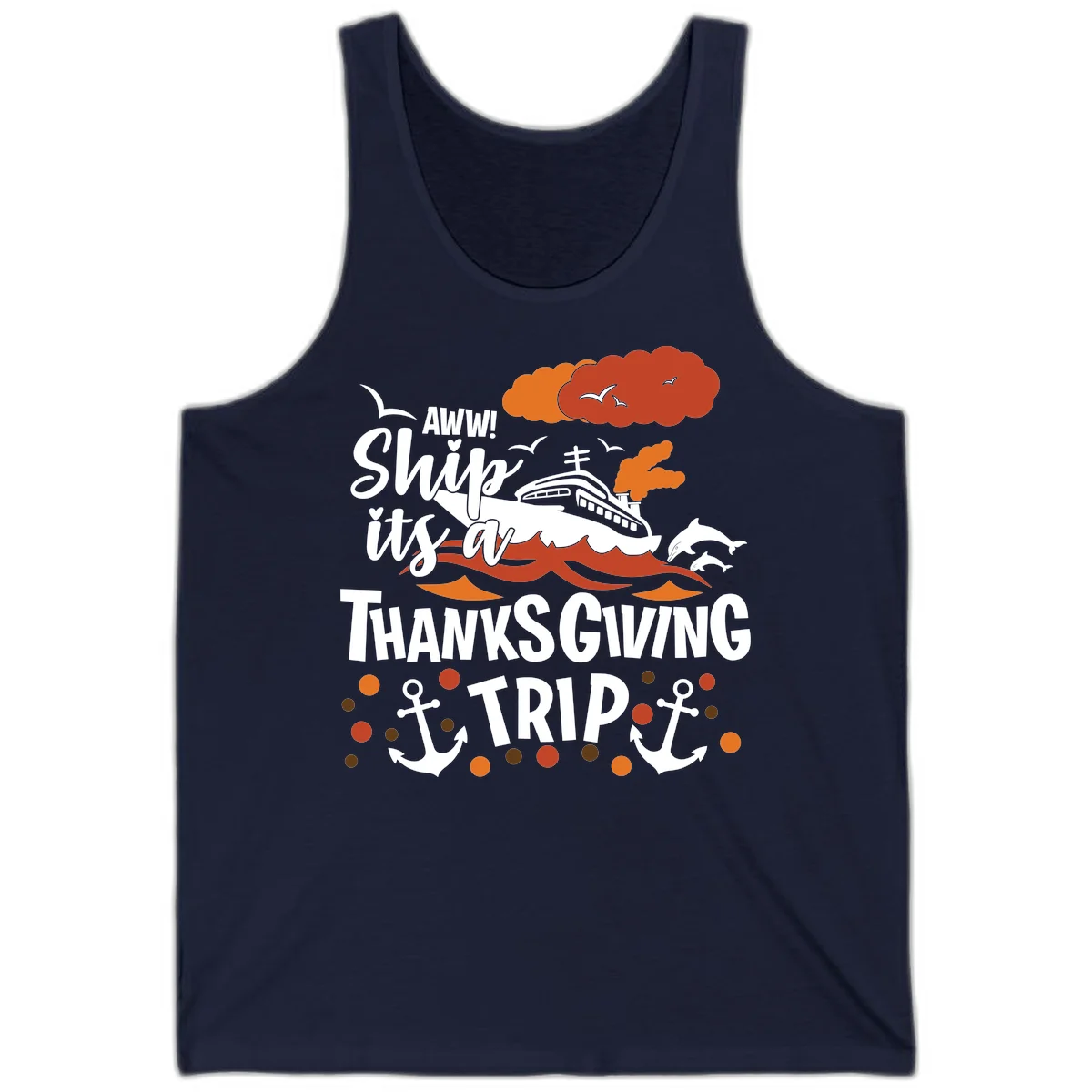 Aww Ship It's A Thanksgiving Trip Tank in Navy