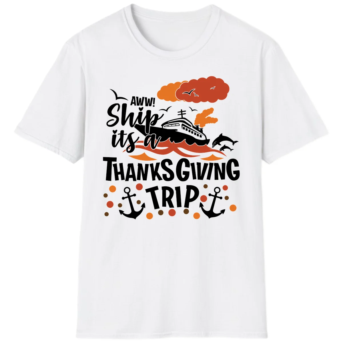 Aww Ship It's A Thanksgiving Trip T-Shirt in White