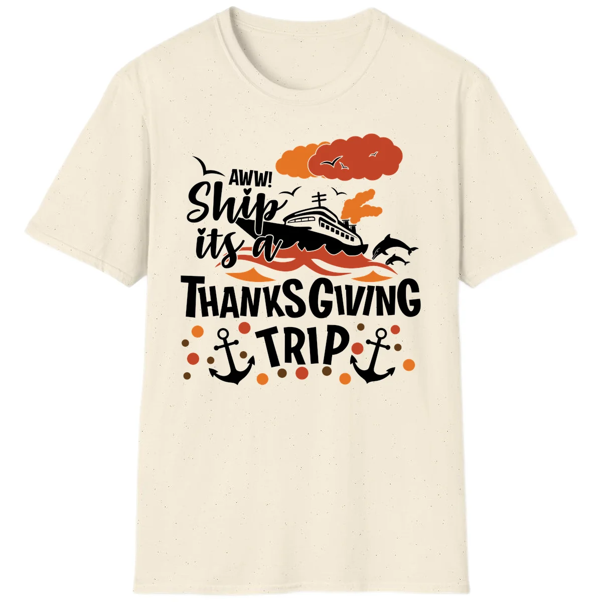 Aww Ship It's A Thanksgiving Trip T-Shirt in Natural