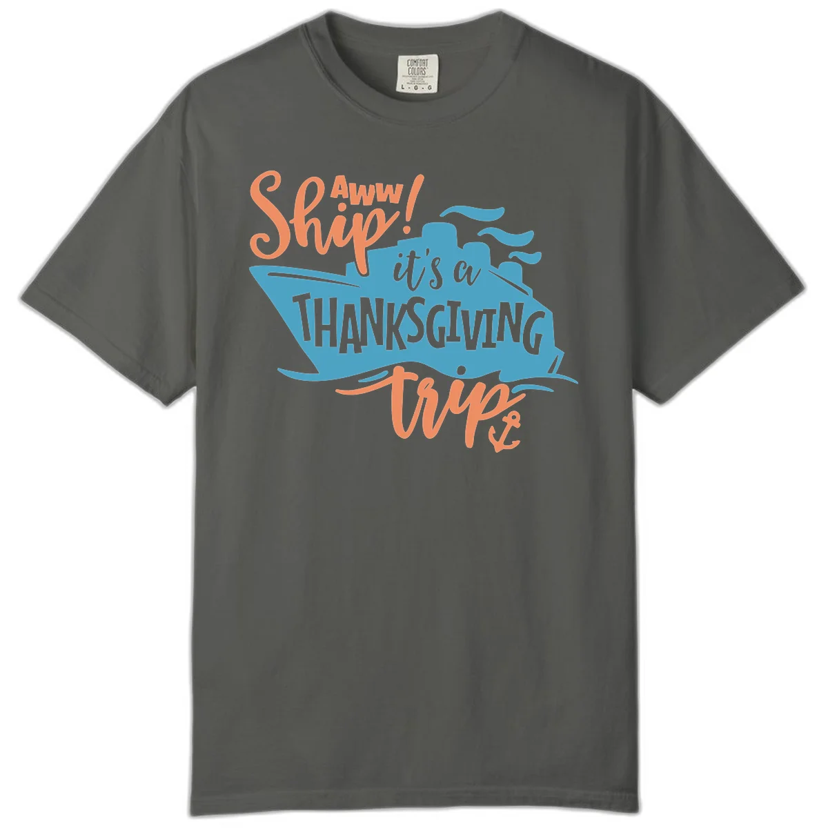 Aww Ship It's a Thanksgiving Trip Comfort Color in Pepper