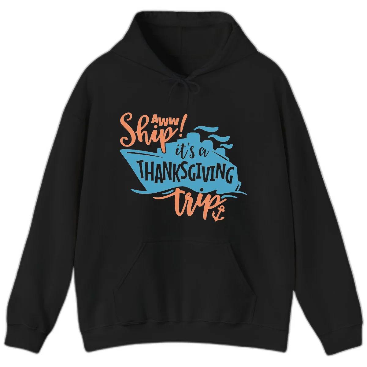 Aww Ship It's a Thanksgiving Trip Hoodie in Black