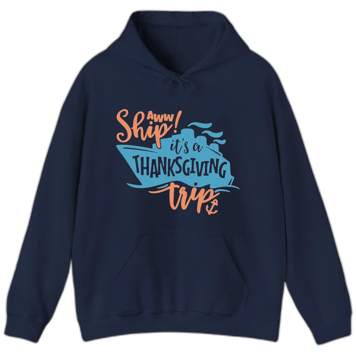 Aww Ship It's a Thanksgiving Trip Hoodie in Navy