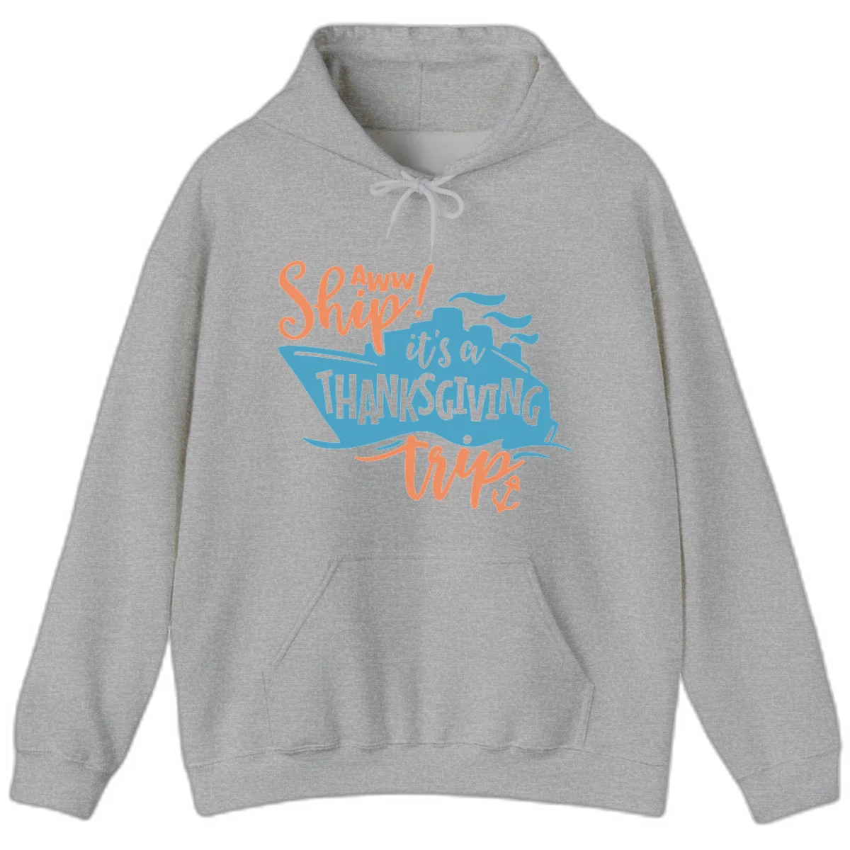 Aww Ship It's a Thanksgiving Trip Hoodie in Sport Grey