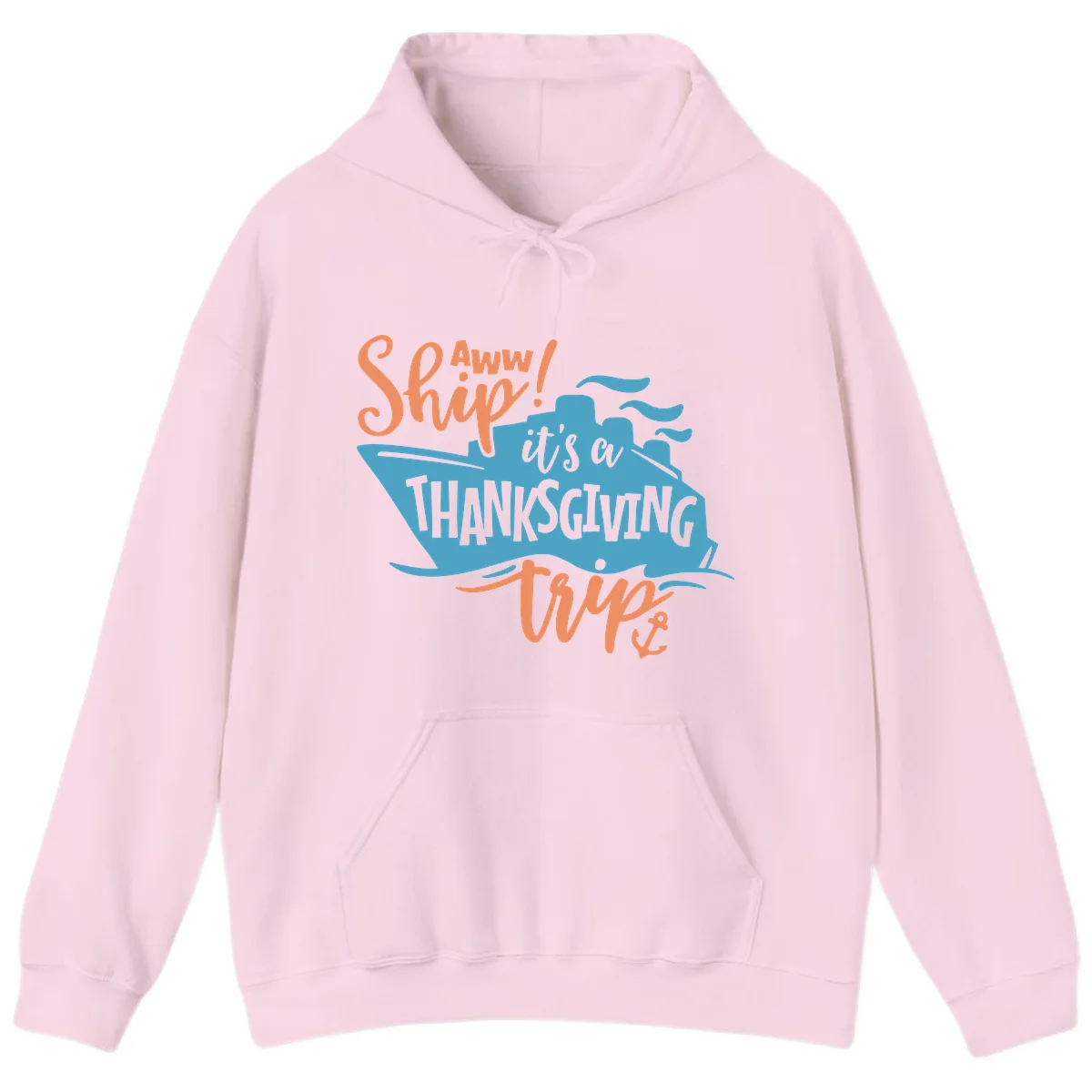 Aww Ship It's a Thanksgiving Trip Hoodie in Light Pink