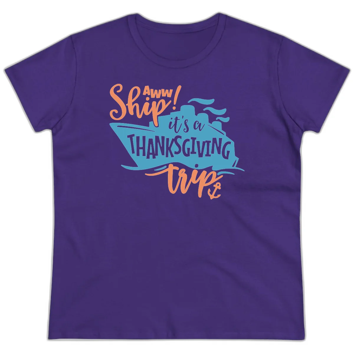 Aww Ship It's a Thanksgiving Trip Ladies Tee in Purple