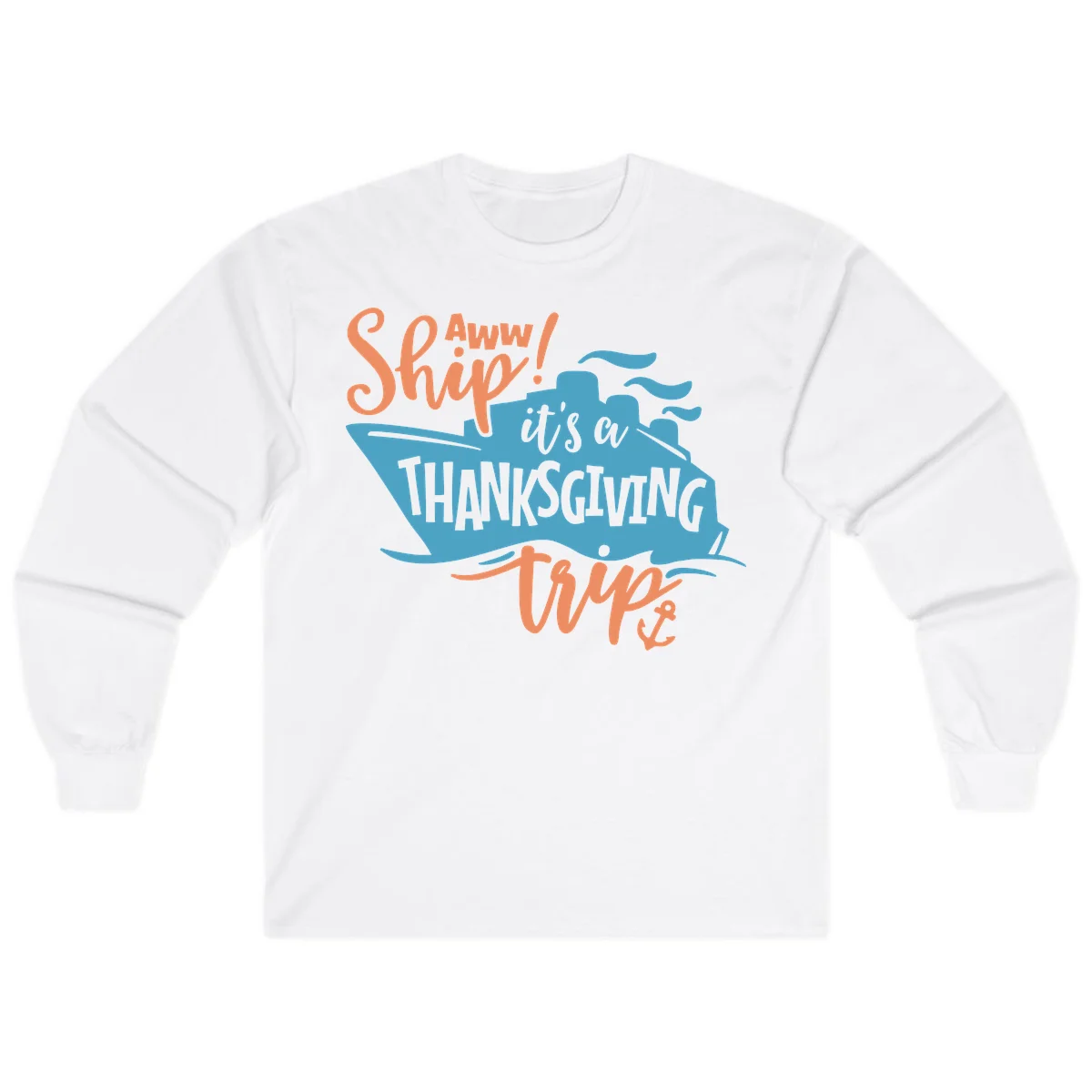 Aww Ship It's a Thanksgiving Trip Long Sleeve in White