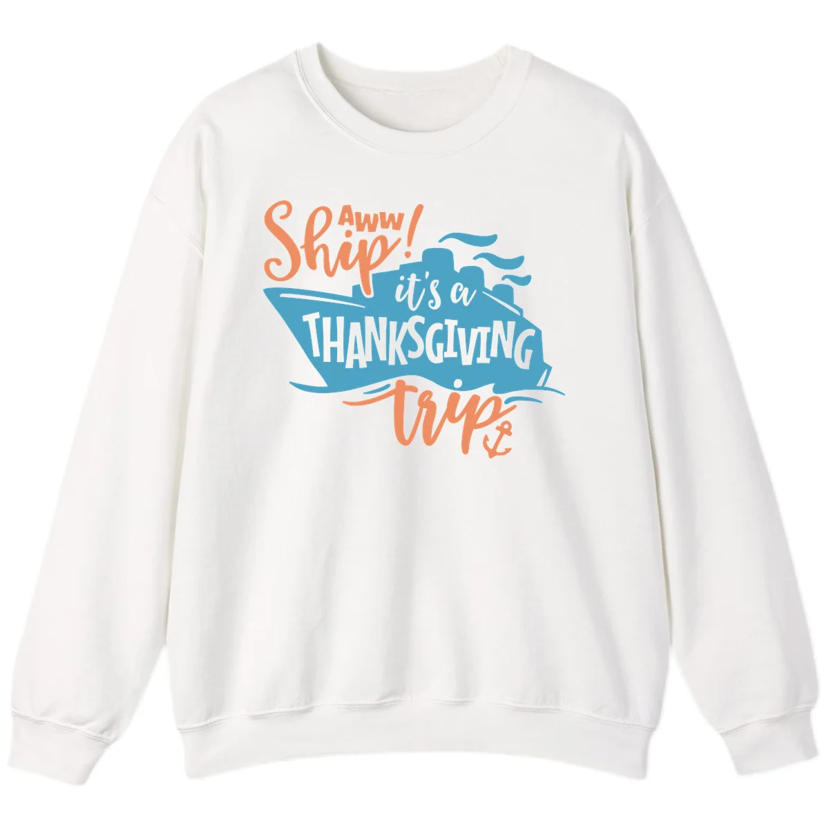 Aww Ship It's a Thanksgiving Trip Sweatshirt in White