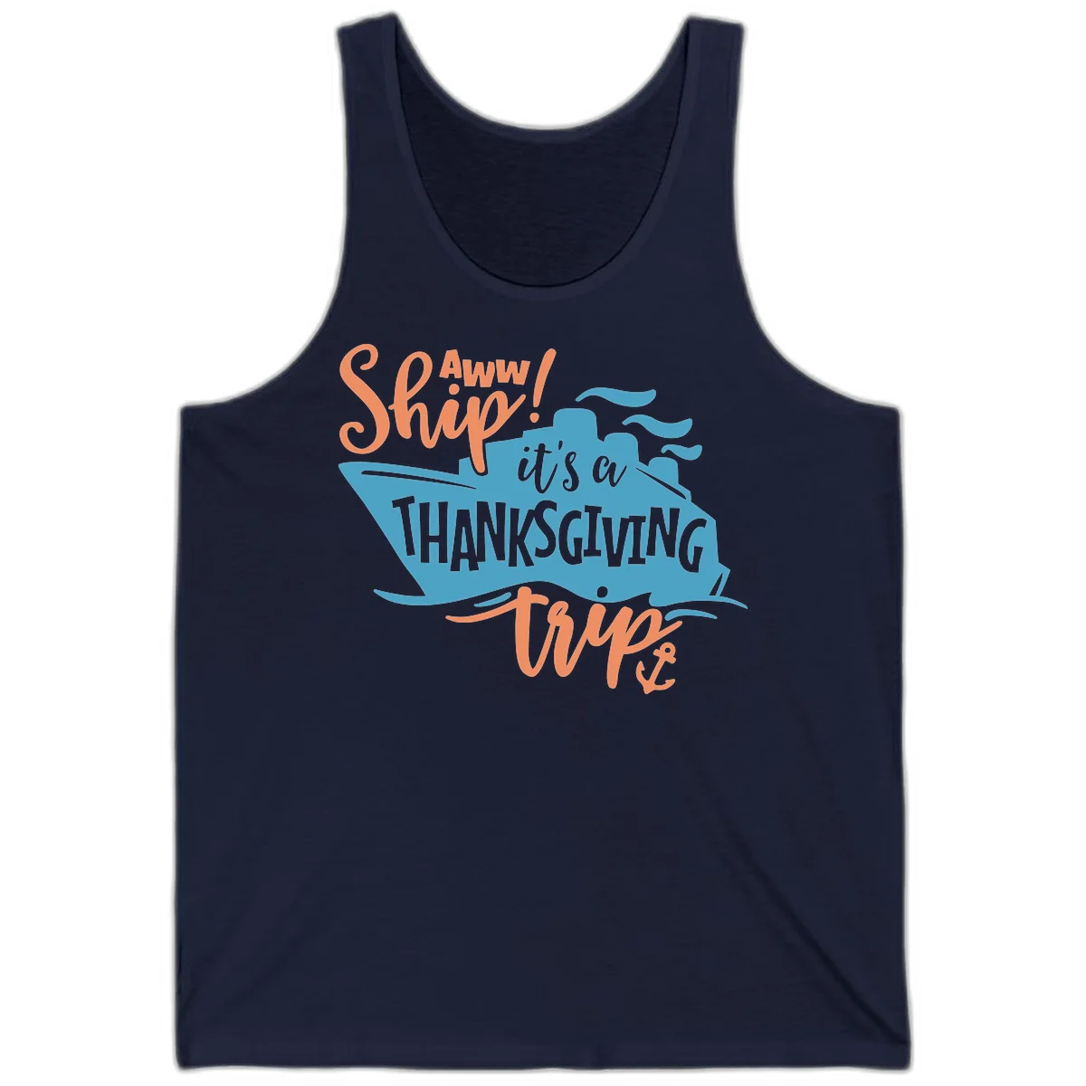 Aww Ship It's a Thanksgiving Trip Tank in Navy