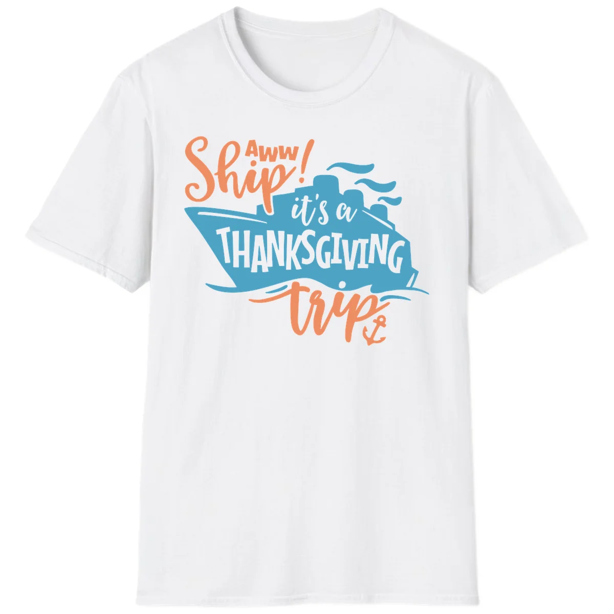 Aww Ship It's a Thanksgiving Trip T-Shirt in White