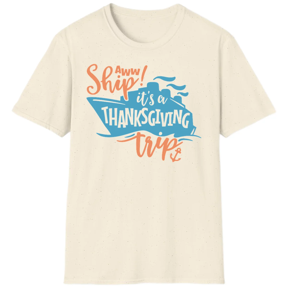 Aww Ship It's a Thanksgiving Trip T-Shirt in Natural