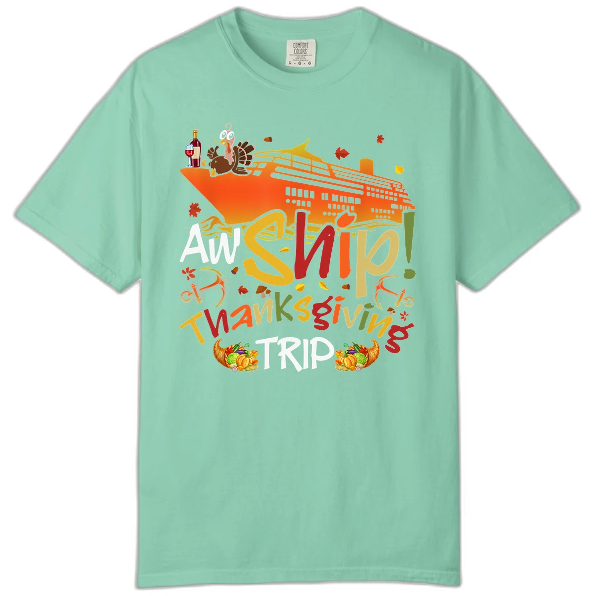 An Ship Thanksgiving Trip Comfort Color T-Shirt in Island Reef