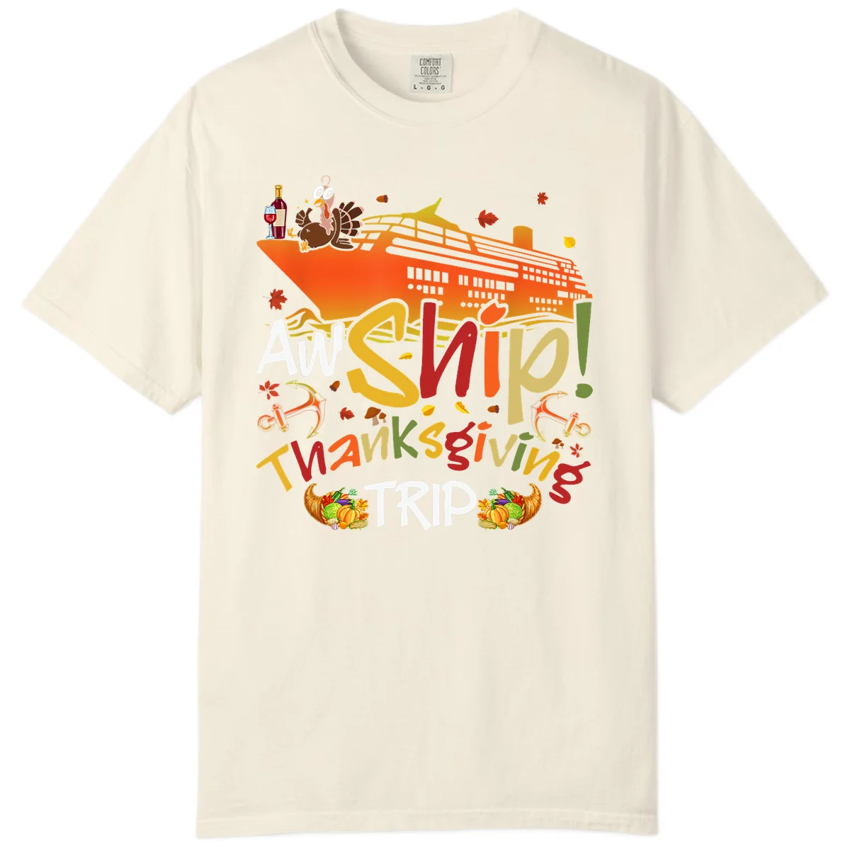 An Ship Thanksgiving Trip Comfort Color T-Shirt in Ivory