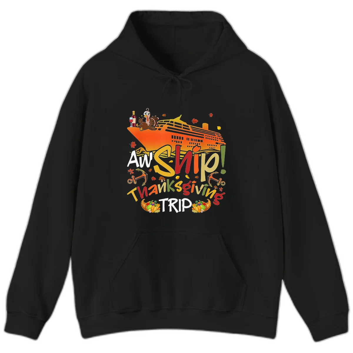 An Ship Thanksgiving Trip Hoodie in Black