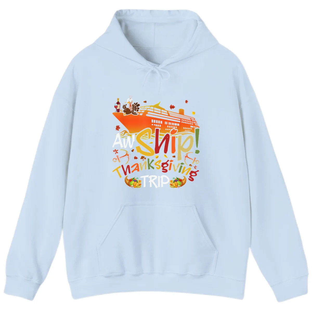 An Ship Thanksgiving Trip Hoodie in Light Blue