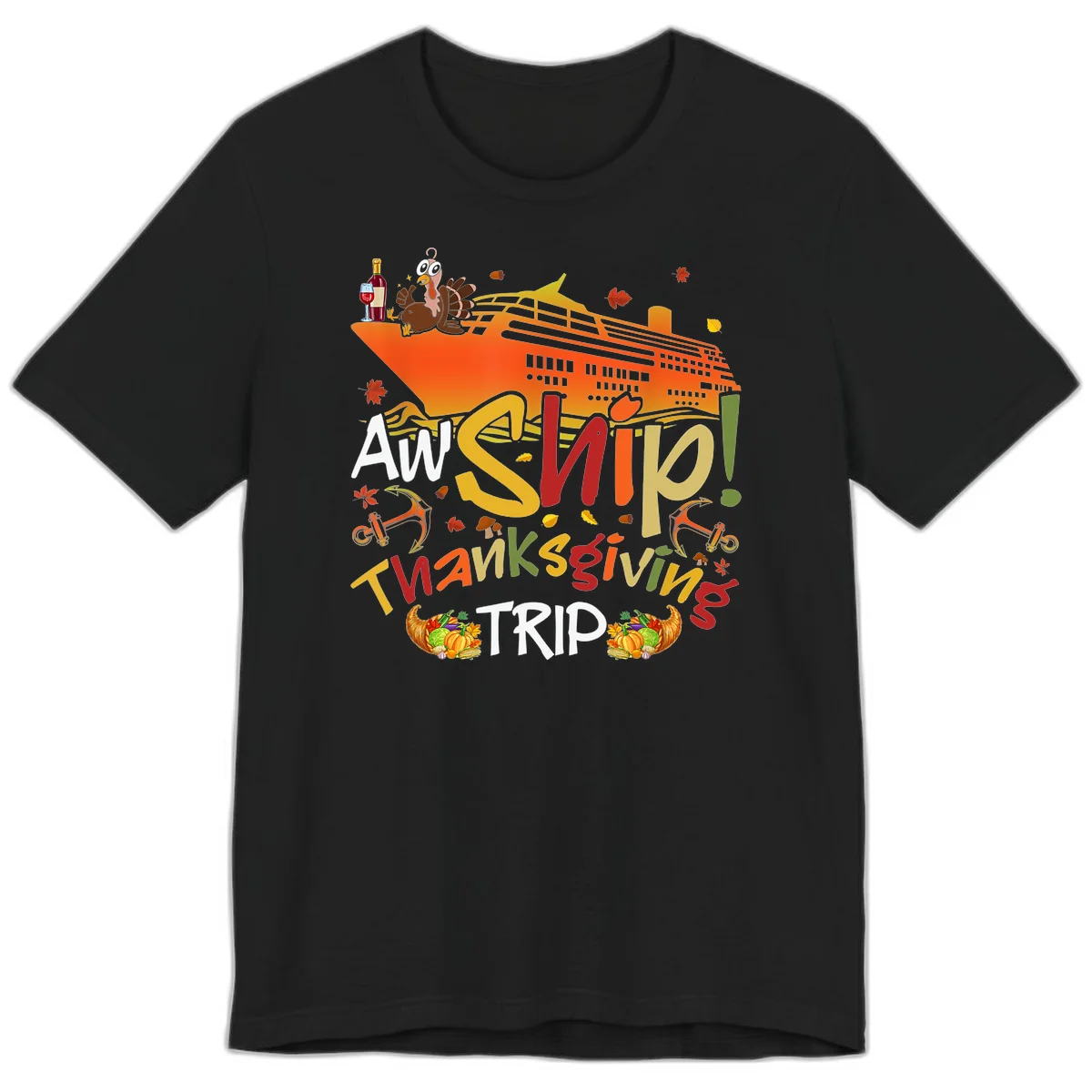 An Ship Thanksgiving Trip Premium T-Shirt in Black