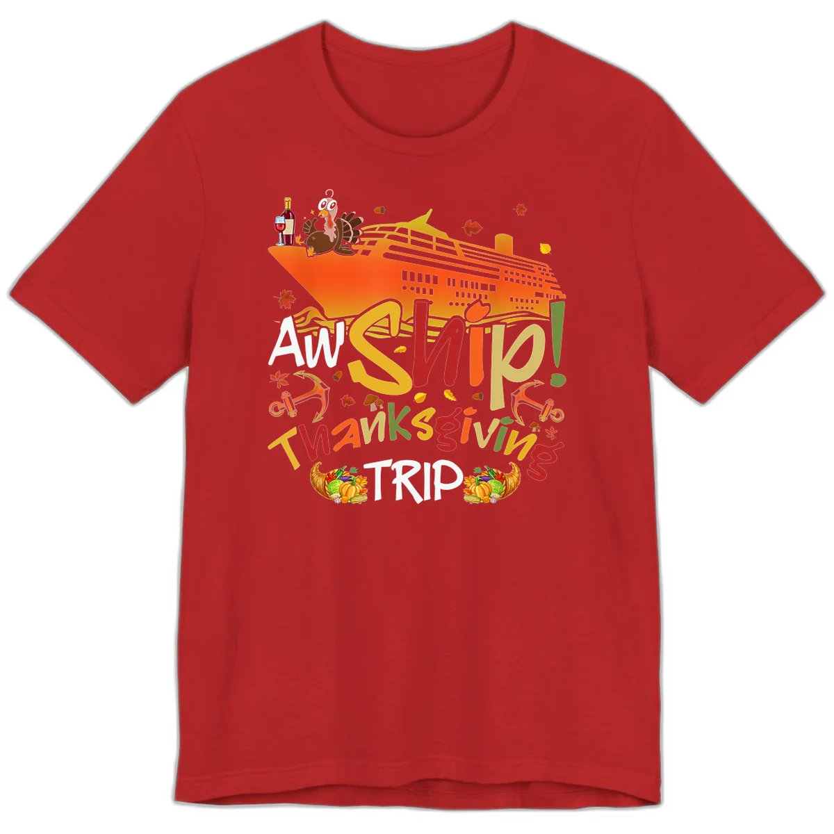 An Ship Thanksgiving Trip Premium T-Shirt in Red