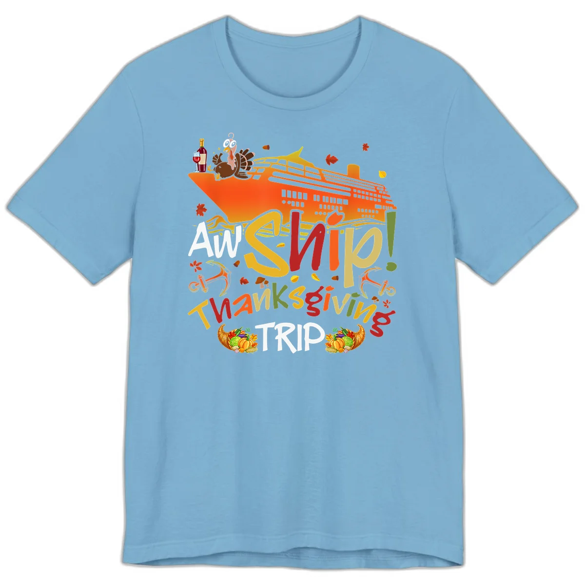 An Ship Thanksgiving Trip Premium T-Shirt in Ocean Blue