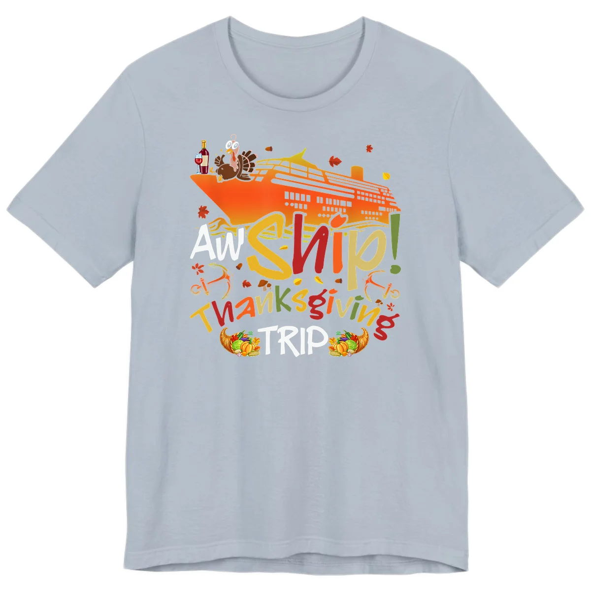 An Ship Thanksgiving Trip Premium T-Shirt in Light Blue