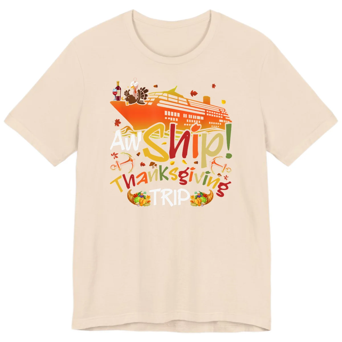 An Ship Thanksgiving Trip Premium T-Shirt in Soft Cream