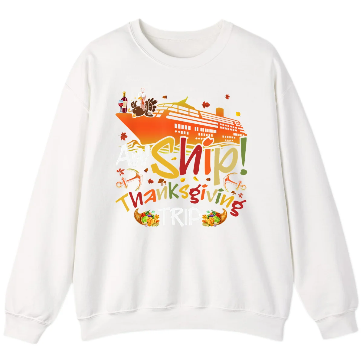 An Ship Thanksgiving Trip Sweatshirt in White
