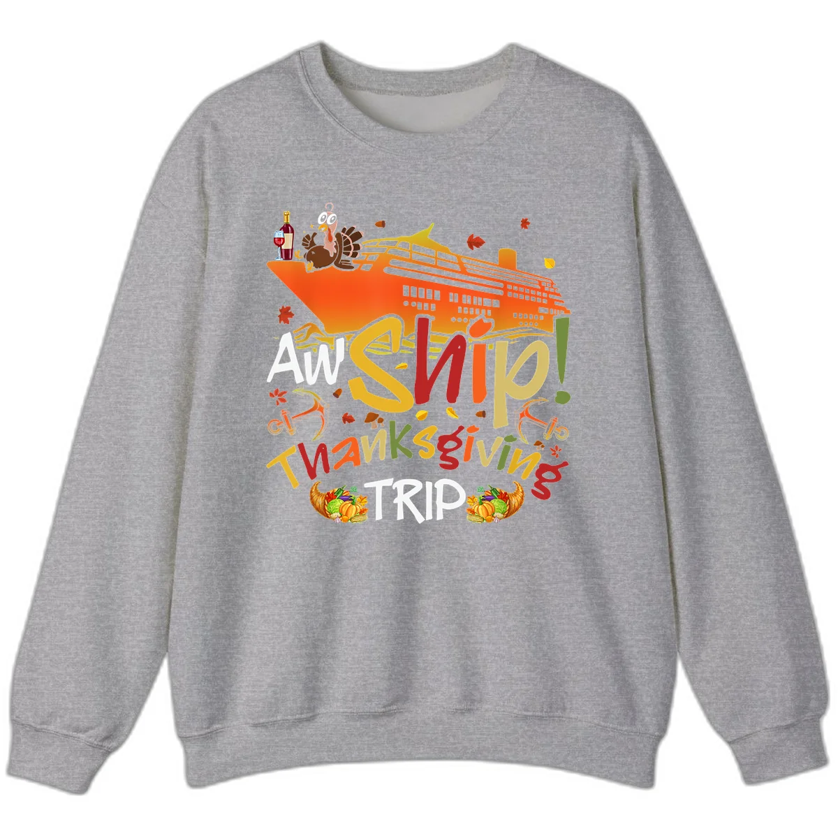 An Ship Thanksgiving Trip Sweatshirt in Sport Grey