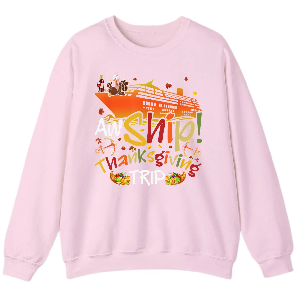 An Ship Thanksgiving Trip Sweatshirt in Light Pink