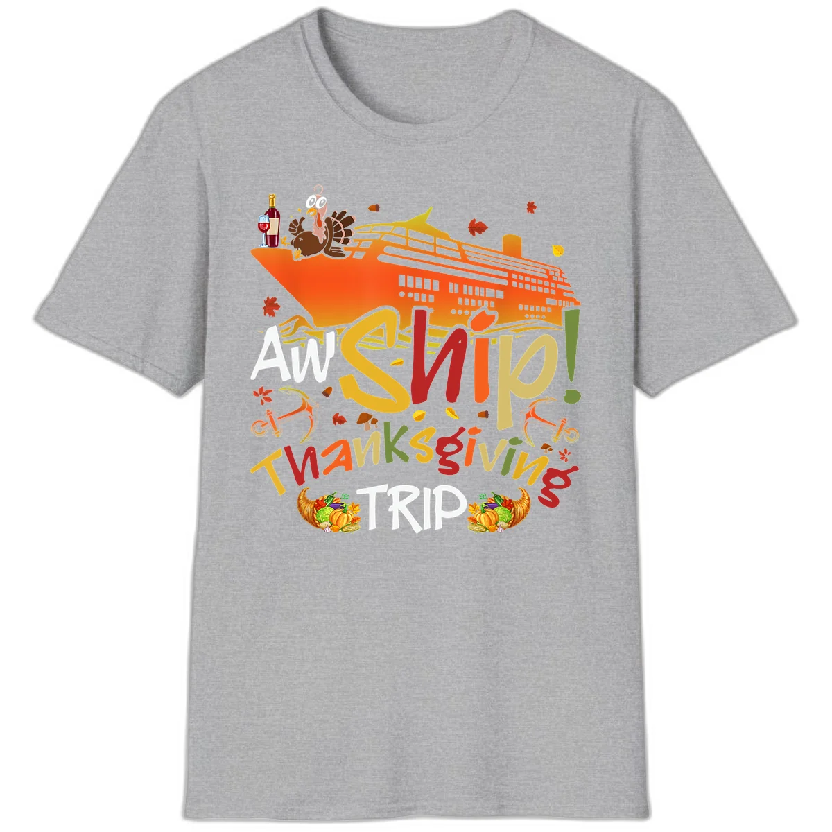 An Ship Thanksgiving Trip T-Shirt in Sport Grey