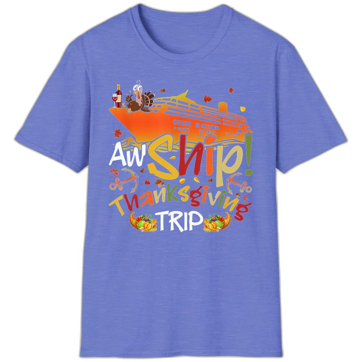 An Ship Thanksgiving Trip T-Shirt in Heather Royal