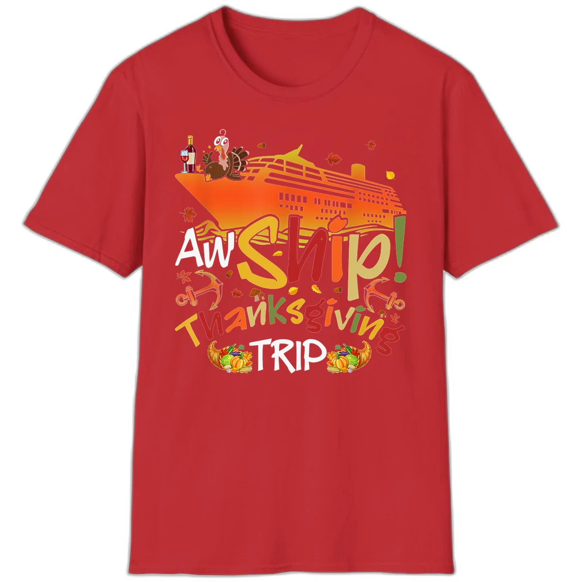 An Ship Thanksgiving Trip T-Shirt in Red
