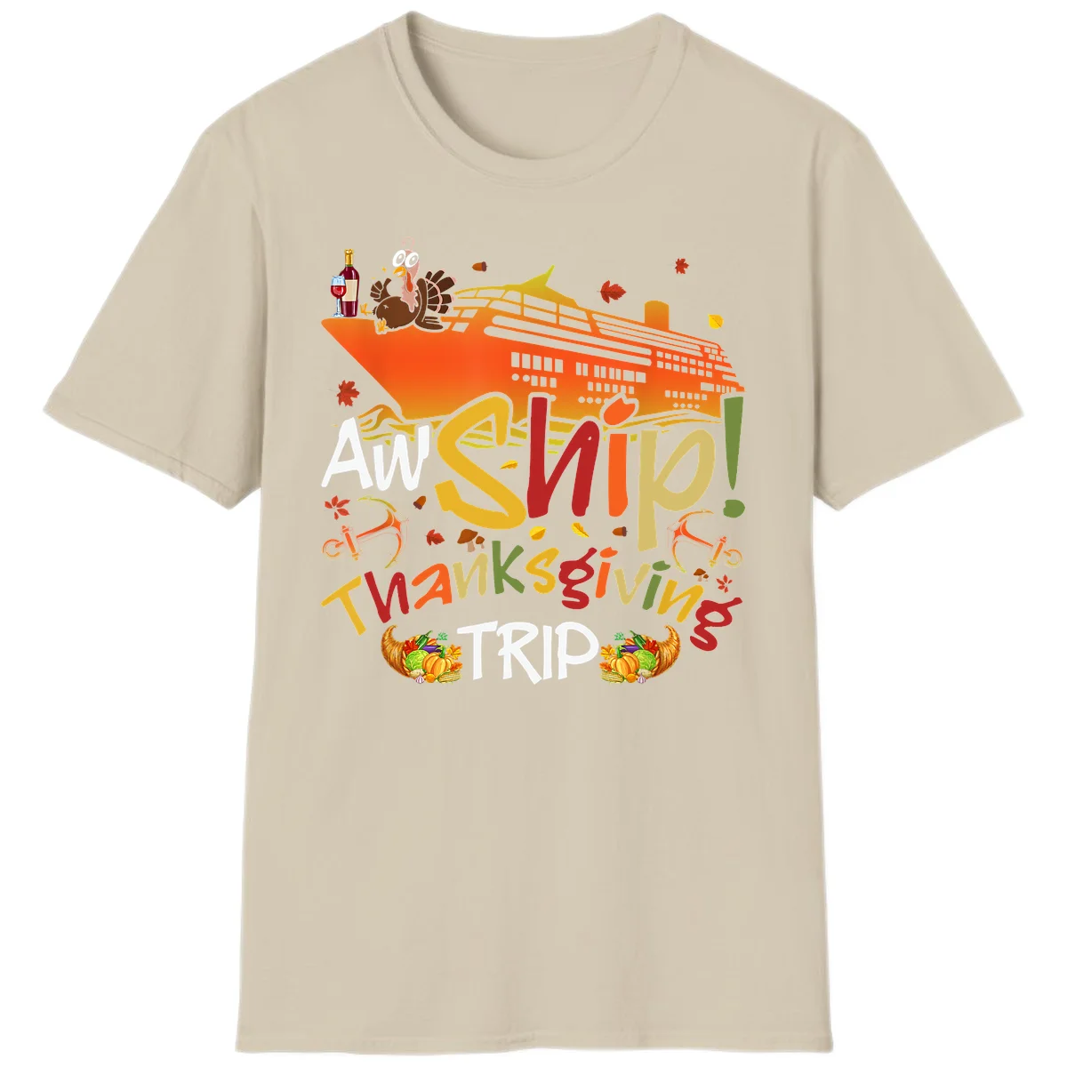 An Ship Thanksgiving Trip T-Shirt in Sand