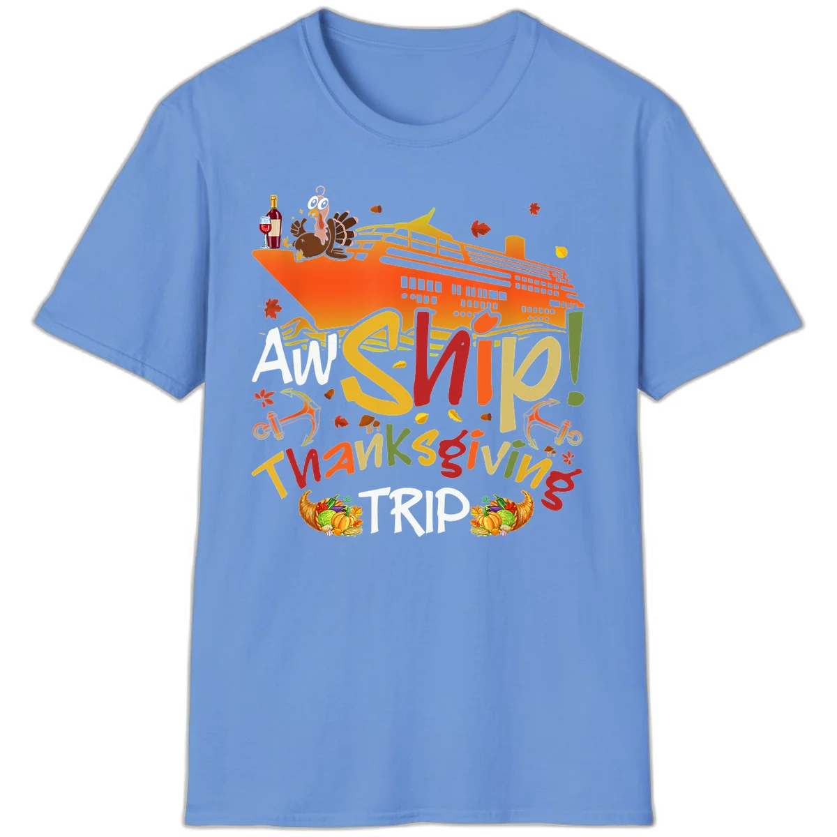 An Ship Thanksgiving Trip T-Shirt in Carolina Blue