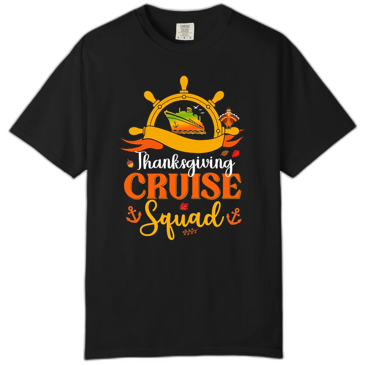 Thanksgiving Cruise Squad Comfort Color Tee in Black