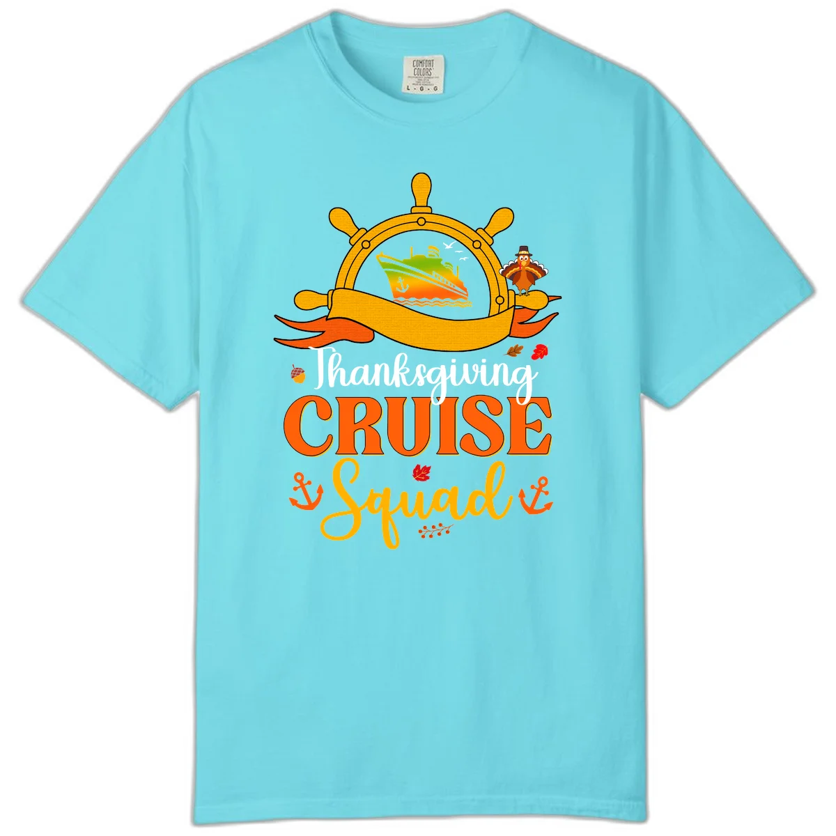 Thanksgiving Cruise Squad Comfort Color Tee in Lagoon Blue
