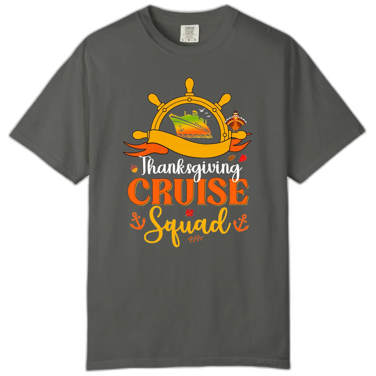 Thanksgiving Cruise Squad Comfort Color Tee in Pepper