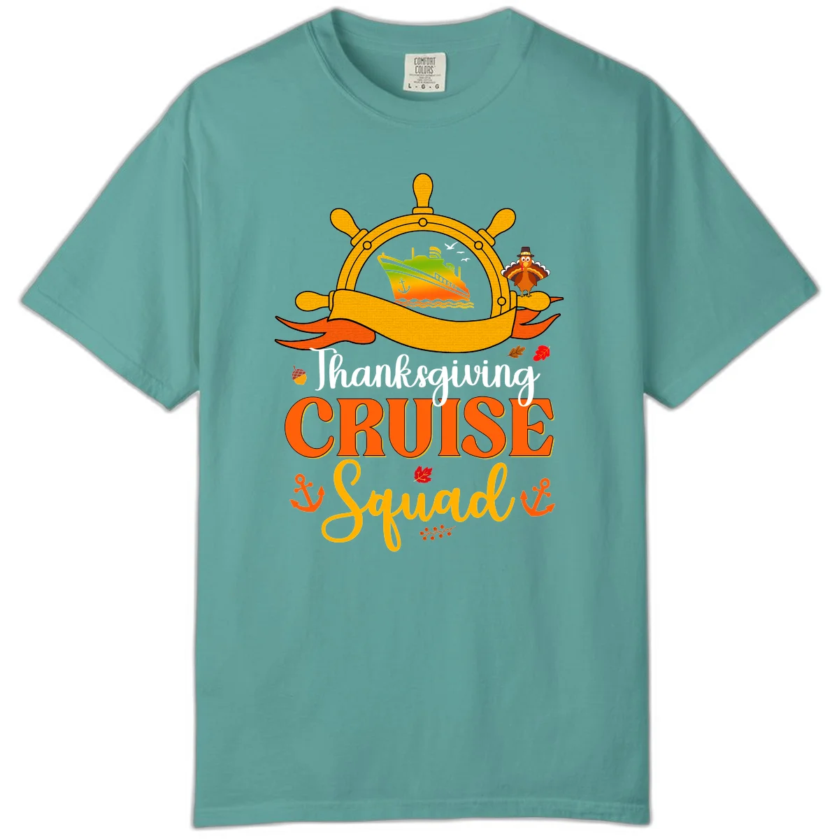 Thanksgiving Cruise Squad Comfort Color Tee in Seafoam