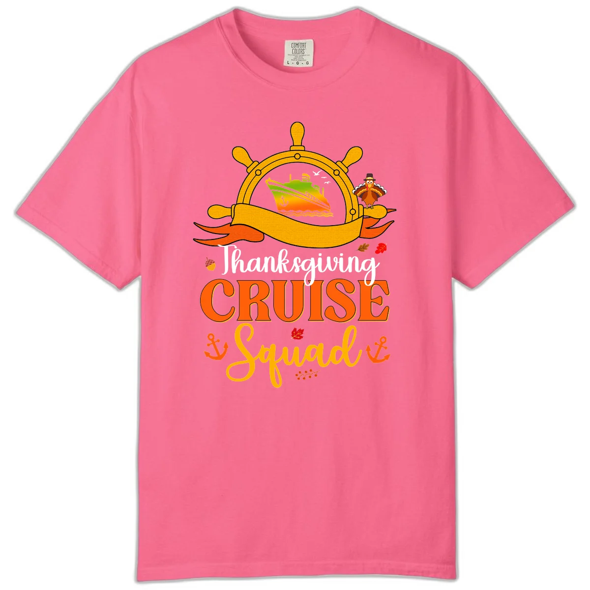 Thanksgiving Cruise Squad Comfort Color Tee in Crunchberry