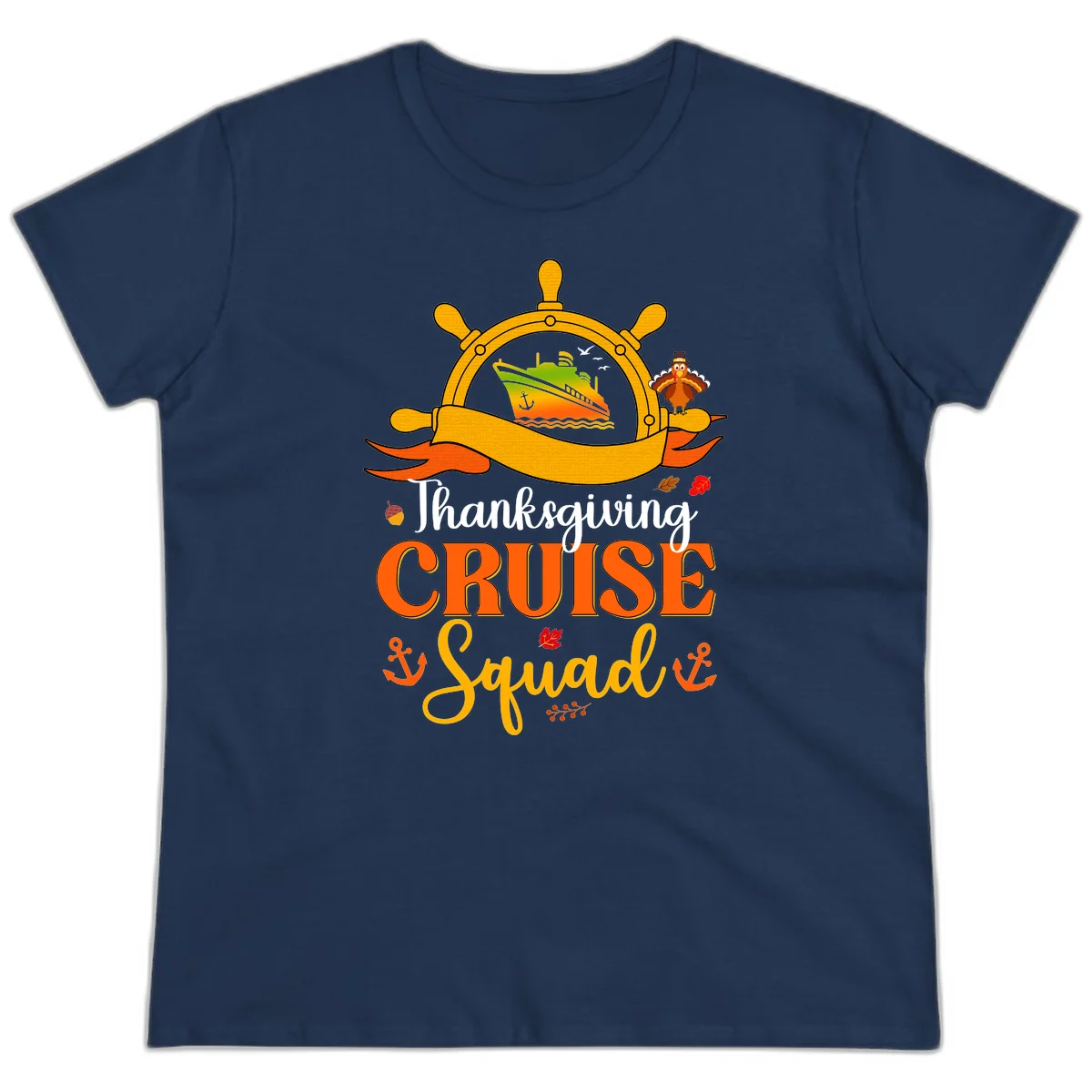 Thanksgiving Cruise Squad Ladies Tee in Navy