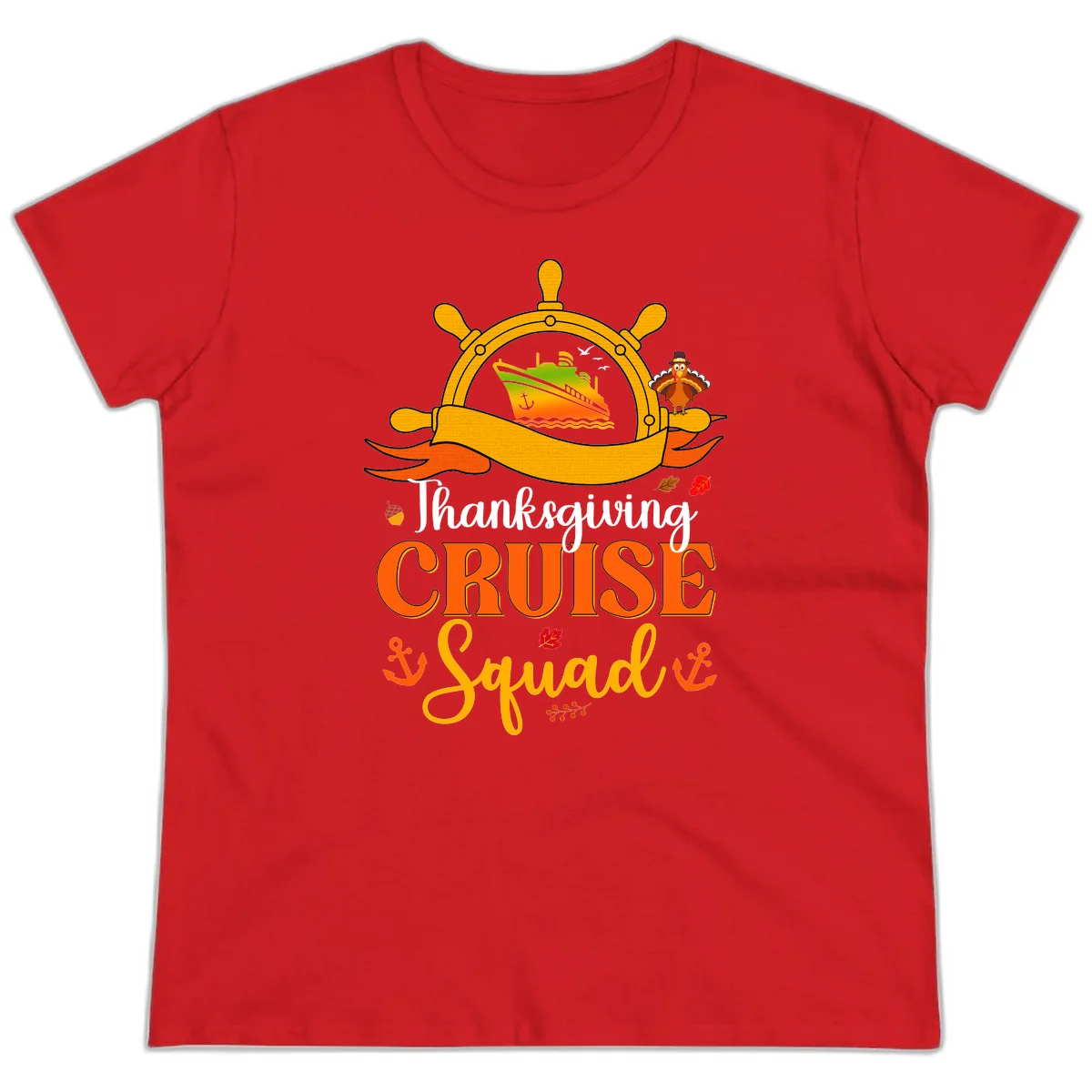 Thanksgiving Cruise Squad Ladies Tee in Red