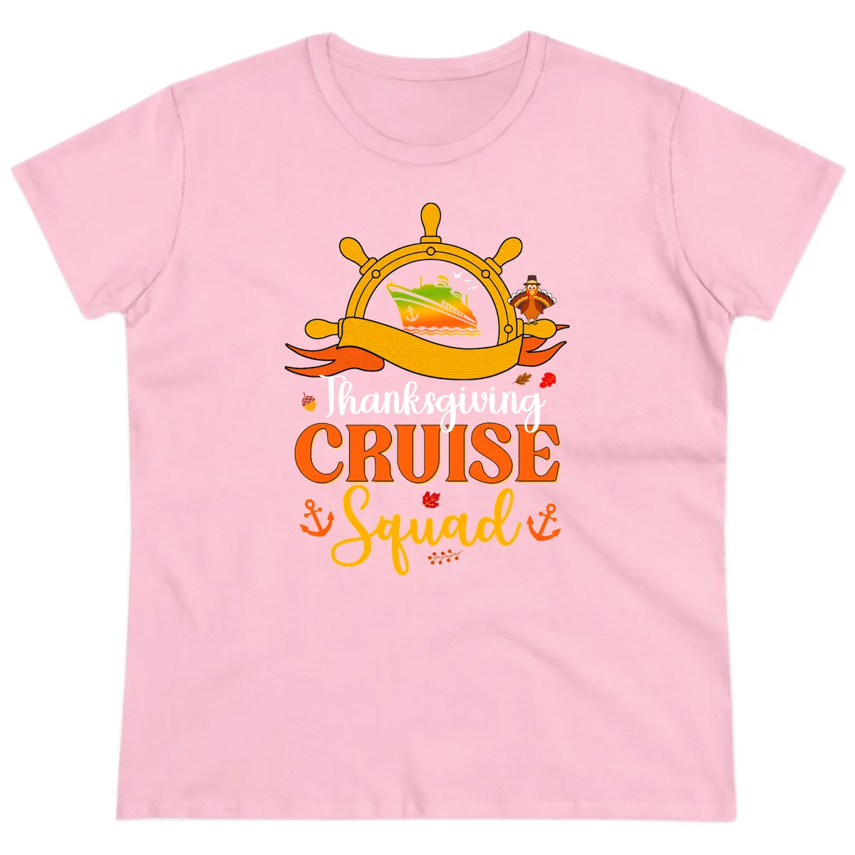 Thanksgiving Cruise Squad Ladies Tee in Light Pink