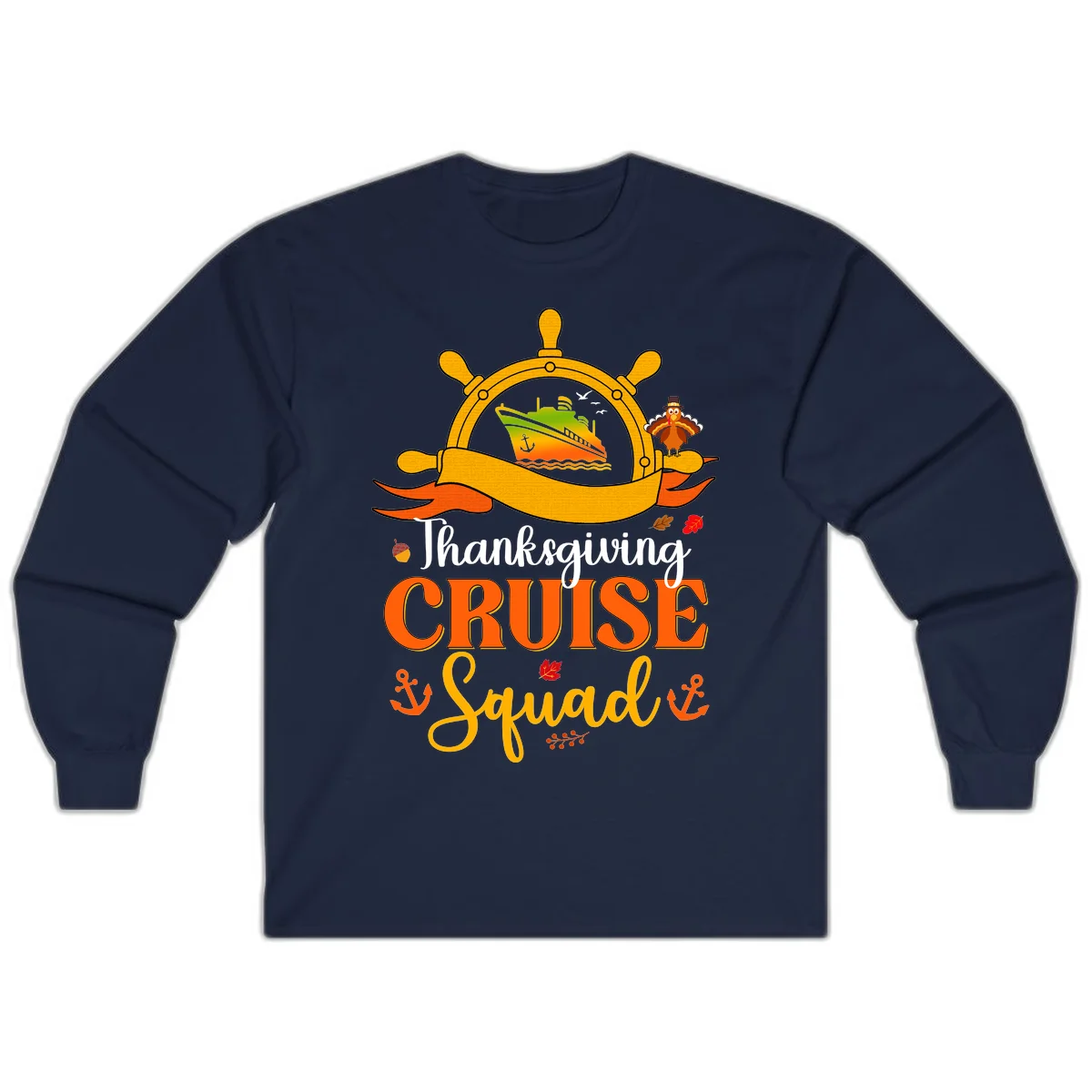 Thanksgiving Cruise Squad Long Sleeve Tee in Navy