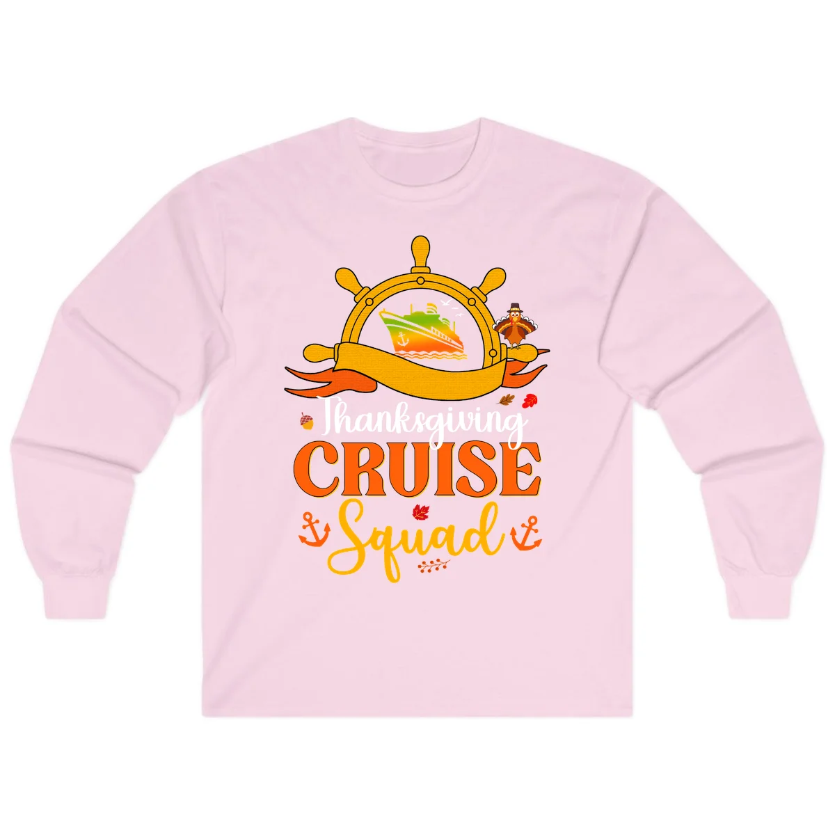 Thanksgiving Cruise Squad Long Sleeve Tee in Light Pink