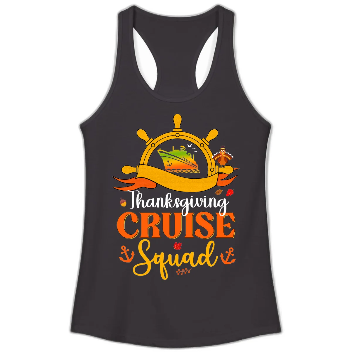 Thanksgiving Cruise Squad Ladies Tank in Black