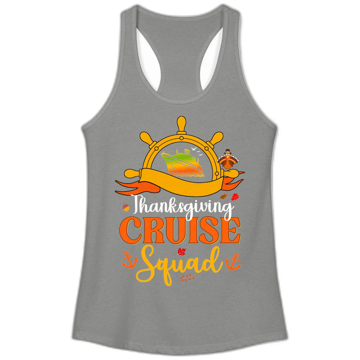 Thanksgiving Cruise Squad Ladies Tank in Heather Grey