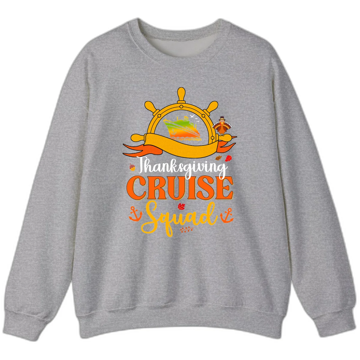 Thanksgiving Cruise Squad Sweatshirt in Sport Grey