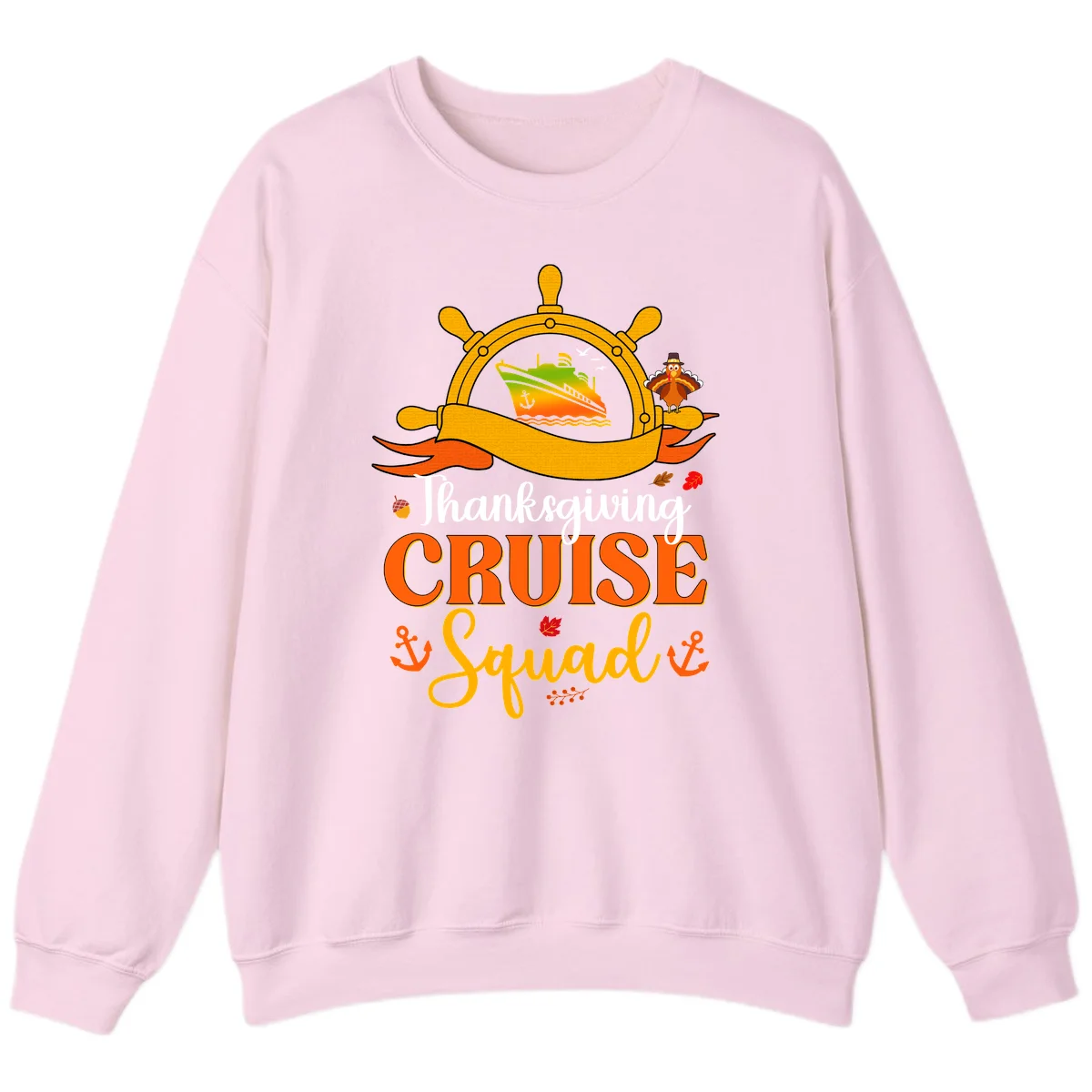 Thanksgiving Cruise Squad Sweatshirt in Light Pink